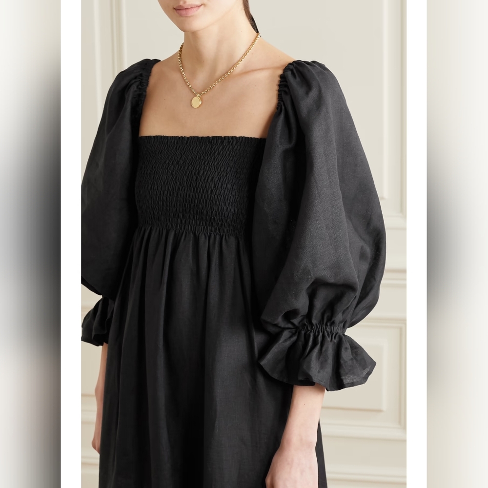 Sleeper 100% linen black atlanta midi dress, xsmall - Picture 2 of 6